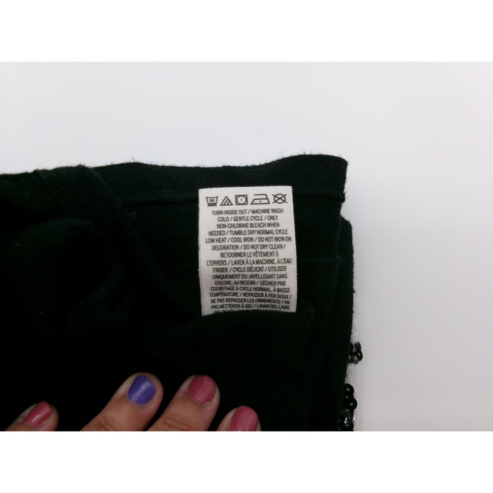 Victoria's Secret PINK Black White Colorblock Glitter Logo Long Sleeve Shirt L - Picture 12 of 15